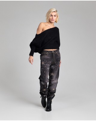 Jeans nero swarovksy 