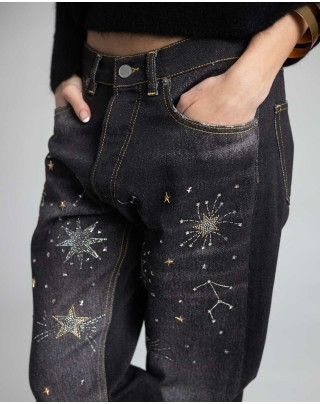 Jeans nero swarovksy 
