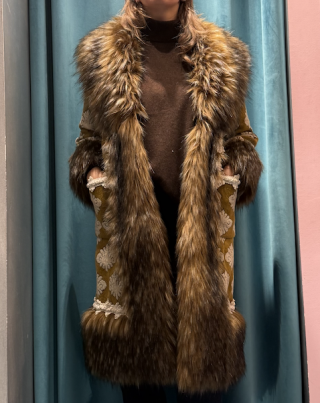 Abrigo largo alpaca miel olive