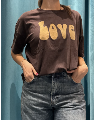 T-shirt Love Cacao beige