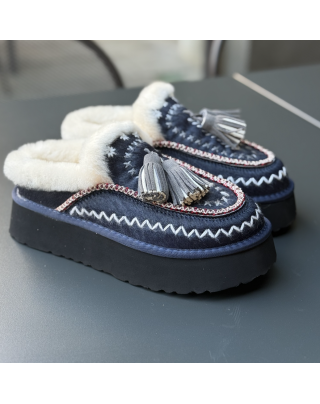 Sabot blue navy cavallino