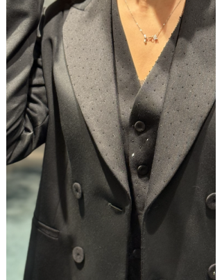 Giacca doppiopetto revers chiuso nero