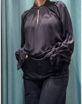 Camicia aperte georgette navy blue