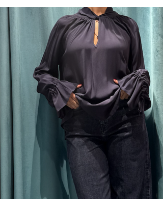 Camicia aperte georgette navy blue