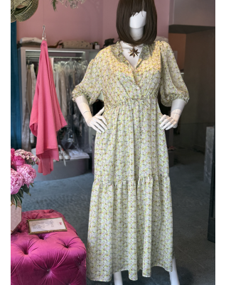 Abito fiori lime Pamela